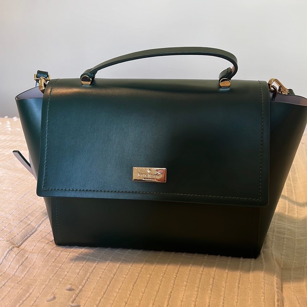 Kate Spade New York Arbour Hill Lilah Satchel Structured Handbag Purse Green